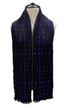 Pre-owned Genuine Versace 100% Wool Scarf Black and Purple