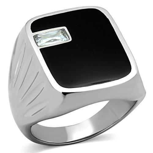 Mens black ring onyx - , cz