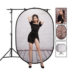 Pop Up Backdrop Collapsible Reversible 1.5x2m Cotton with Light Stand Studio UK