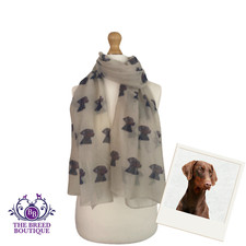 DOBERMANN DOG PRINT LADIES SCARF NEW DESIGN SHAWL BROWN DOBERMAN GIFT