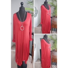 Red DRESS Ladies Long cocoon