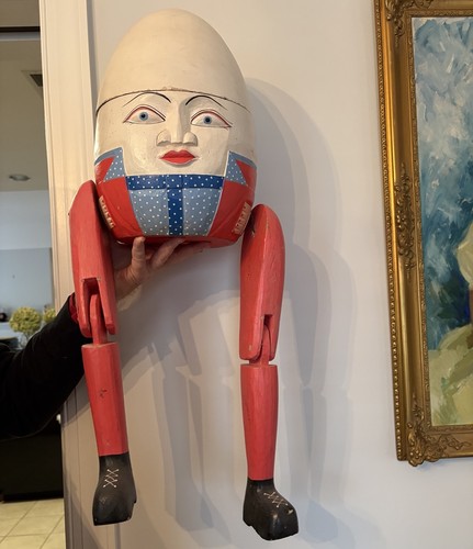 Humpty dumpty folk art carved - humpty,