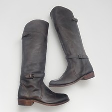 Frye Dorado Knee High Boots Women’s Riding Leather Pull On Buckle Strap Uk 5