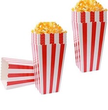 50 Pcs Popcorn Bags, Small Popcorn Cartons Striped Paper Popcorn Boxes 