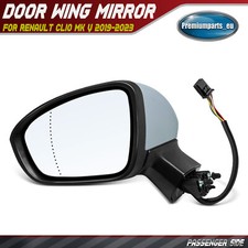 Electric Door Wing Mirror Passenger Side for Renault Clio MK V Heated Primed New