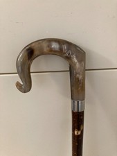 OX Buffalo Horn crook handle Walking Stick on a hazel shank