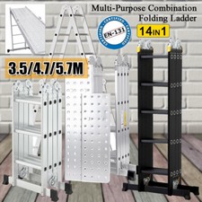 3.5/4.7M/5.7M Multi-Purpose Aluminium 14 Way Combination Platform Folding Ladder