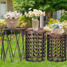 Set of 3 Metal Side End Tables Nightstand, Multifunctional Nesting round Coffee