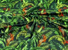 Tiger Paradise Loop Back French Terry Stretch Knit Fabric - per metre