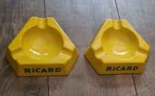 Ricard yellow and blue triangular ashtray Opalex opaque glass Vintage x1 ashtray