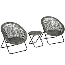 Garden furniture set 3 pieces, garden set with coffee table, 2 chairs, grey
