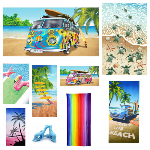 Large microfibre beach towel - microfibre,