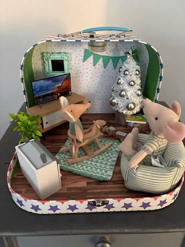 Dolls house suitcase christmas - house,