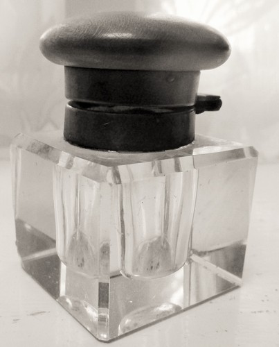 Antique glass inkwell a - inkwell,