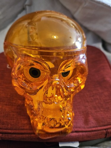 Orange plastic fillable skull - plastic,