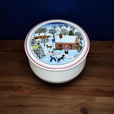 Villeroy & Boch Porcelain  Naif Christmas Vintage Trinket Box Lid  3" Laplau