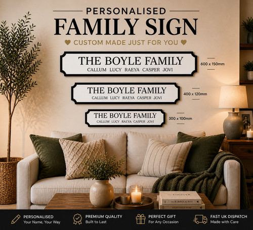 Personalised family name sign - personalised,