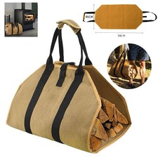 Firewood Carrier Bag Canvas Waxed Large Firewood Log Tote Carrying Indoor Bag/UK