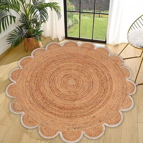 Round rug jute carpet hand - rug,