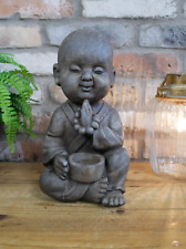 Oriental Zen Stone Garden Praying Buddhist Monk Buddha Ornament Statue Sculpture