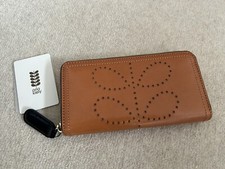 Orla Kiely Stem Punched Leather Big Zip Wallet NEW WITH TAGS