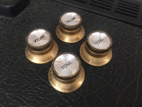 Gold top hat guitar knobs - hat,