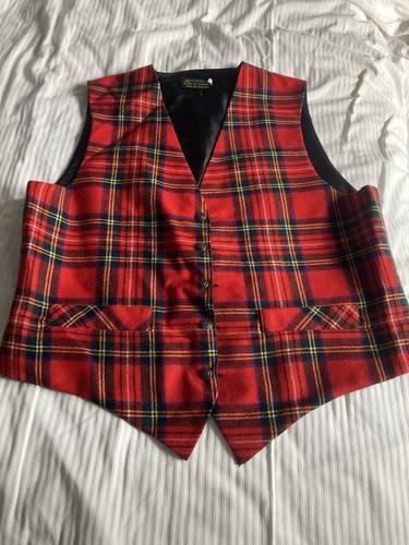 Men waistcoat red tartan - red,