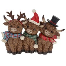 Shudehill Giftware Merry Christmas Trio of Highland Cows Ornament Figurine