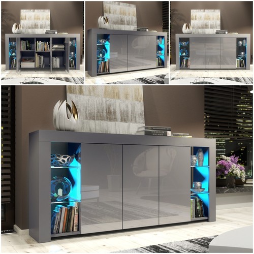 Sideboard 164cm dark - 164cm, grey