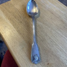 Vintage French Christofle Vendome Shell Silver Plate Serving Spoon 12 Inch