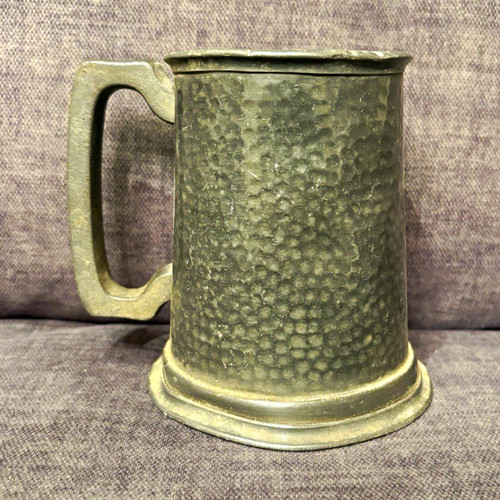 Hammered pewter beer tankard - pewter,