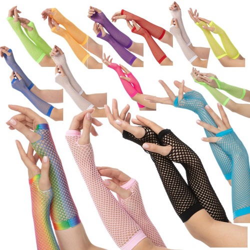 Neon fishnet gloves 1980s - neon, 80s