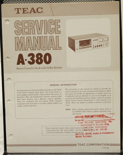 Original teac 380 stereo - teac, a-380