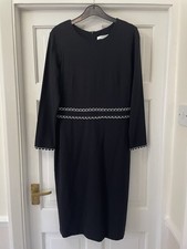 L.K. Bennett Black Dress. Size 12 Uk With a white Trim On Waist and Sleeves