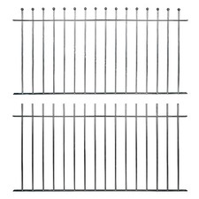 Ready Made Fence Panels & Posts Ball Top Plain Top Galvanised Metal Iron Steel 