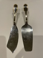 Inoxbeck Cake/Pie Server Cutter Italy Gold Rimmed Stainless Silverware Lot Of 2