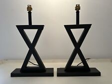 Pair Of Parex for OKA designer table lamps matte black X design 