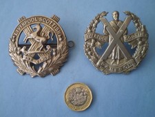 WW 1 and WW 2 Liverpool Scottish White Metal  Glengarry Badges- Territorial Army