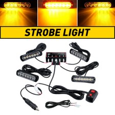4x 6 LED Amber Recovery Strobe Marker Light Flashing Light Bar Beacon Car 12/24V