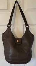 CLARKS  BROWN GENUINE LEATHER SHOULDER BAG SLOUCH HANDBAG BUCKET BAG