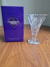 EDINBURGH CRYSTAL GLASS CLEAR TRUMPET VASE 6” Boxed