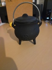 Small Black Cast Iron Cauldron Pot. Pagan Wiccan 4”