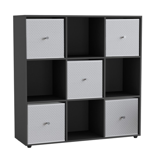 Cube black wooden bookcase - black,