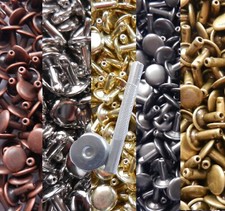 Double Cap Leather Rivets 9mm  7mm  6mm Caps + Setting - Fixing Hand Tool