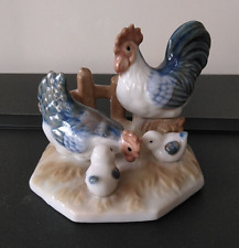 Ornamental Porcelain Rooster With Hen and Chicks, John Jenkins Import c. 1970s