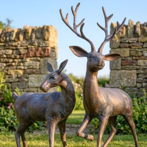 Bronze verdigris deer - verdigris,
