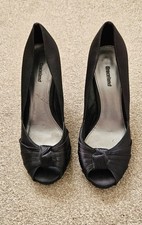 Black Satin Peep Toe Evening Party Shoes Size 5