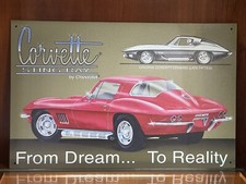 Chevrolet Chevy Corvette Stingray Metal Tin Sign Vintage Garage Man Cave Red