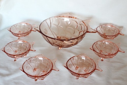 Art deco peachy - pink, glass