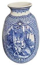 Antique Royal Bonn 1755 Blue White Ceramic Decorative Vase with Vintage Pattern 